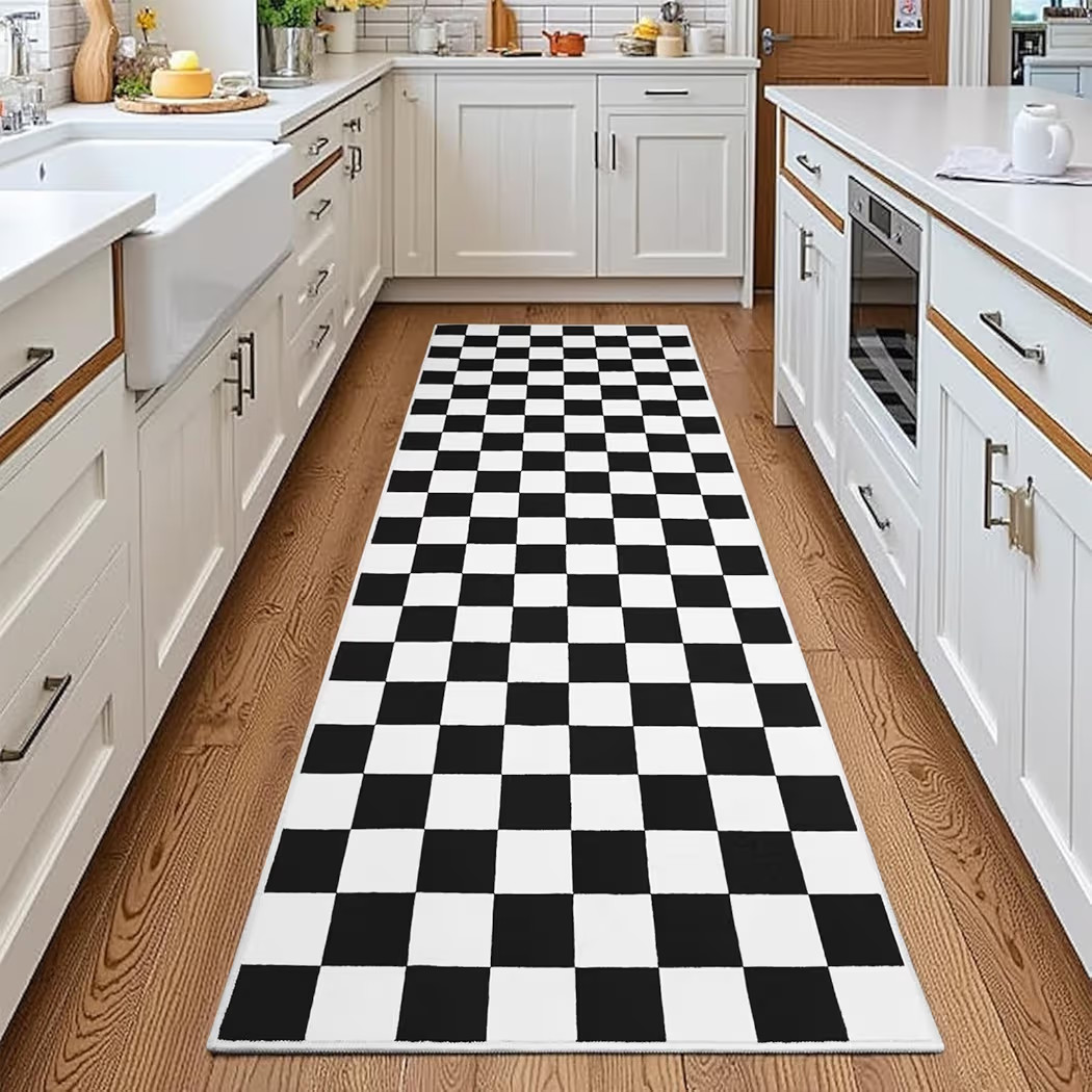 Terrug Black and White Checkered Runner Rug 2x6 for Bedroom for Entryway for Hallway for Kitchen ... | Amazon (US)