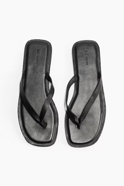 H & M - Leather flip-flops - Black | H&M (UK, MY, IN, SG, PH, TW, HK)