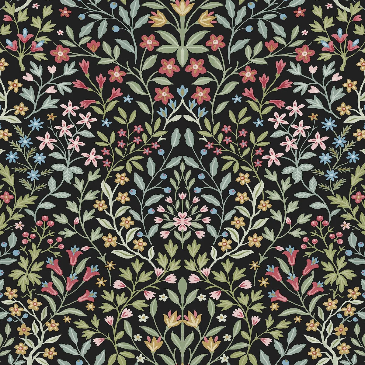 Magnolia Home Garden Black & Multicolor Terrace Wallpaper | DecoratorsBest