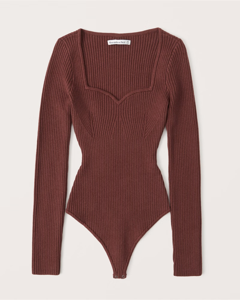 Long-Sleeve Sweetheart Sweater Bodysuit | Abercrombie & Fitch (US)