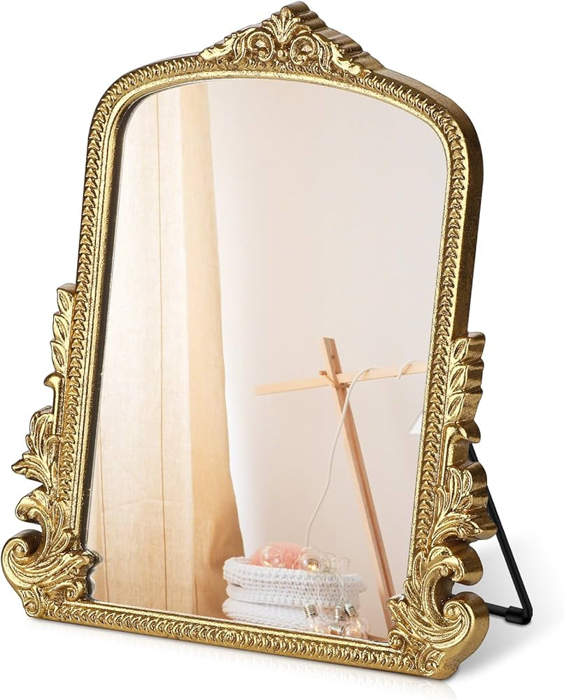 Vintage Makeup Mirror, Vanity Desk Mirror Antique Traditional Tabletop Mirror, Standing, Hang or ... | Amazon (US)