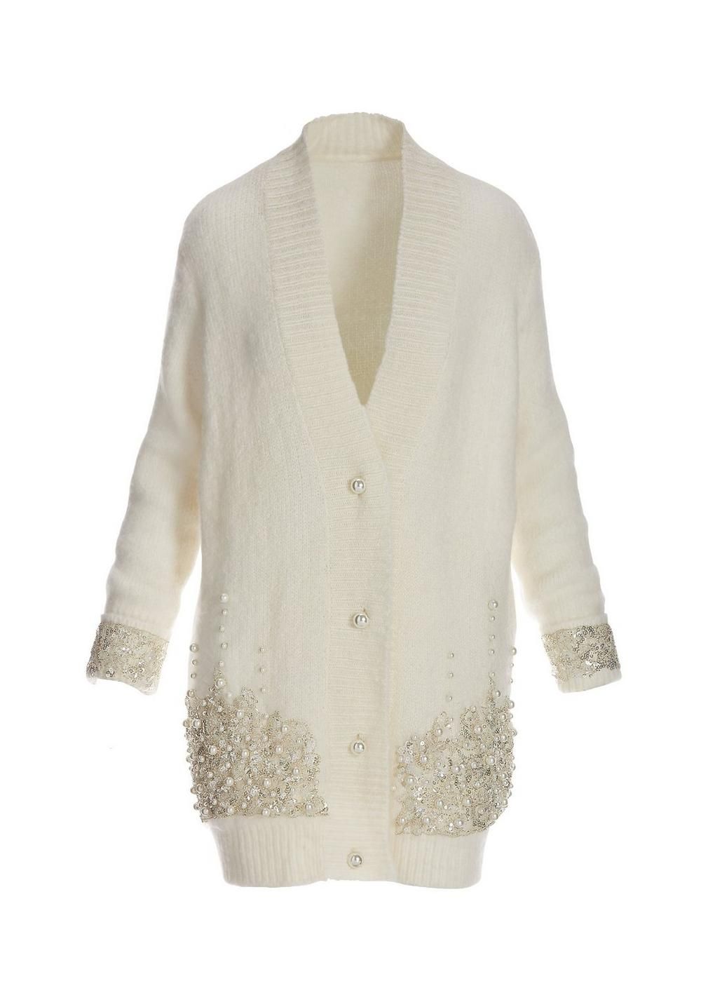 Pearl Embellished Long Cardigan Sweater | Boston Proper