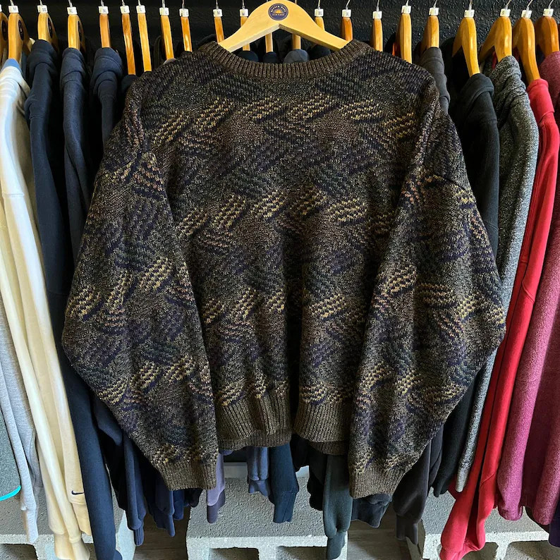 Vintage 90’s Patterned “Grandpa” Sweater- Sz Lg | Etsy (US)