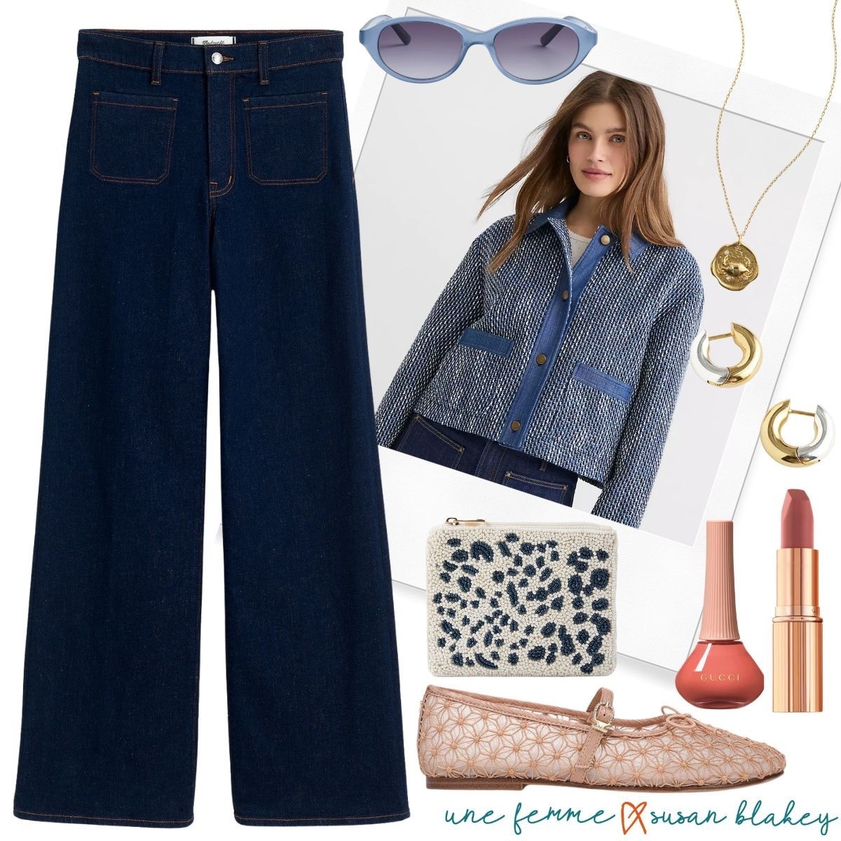 There’s something about a great jacket that instantly pulls an outfit together.
This denim tweed layer feels classic but still fresh, especially with dark-wash wide leg jeans and my nude ballet flats with the prettiest little flower detail.

It’s one of those looks that works for errands, lunch dates, and those “I want to look put-together but not overdone” days. Easy, polished, and comfortable — just how I like it.

Are you team wide leg jeans yet? 💫

#LTKgrwm #LTKSeasonal #LTKOver40