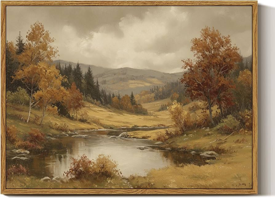InSimSea Framed Fall Wall Art Decor, Vintage River Landscape Prints,12x16in | Amazon (US)