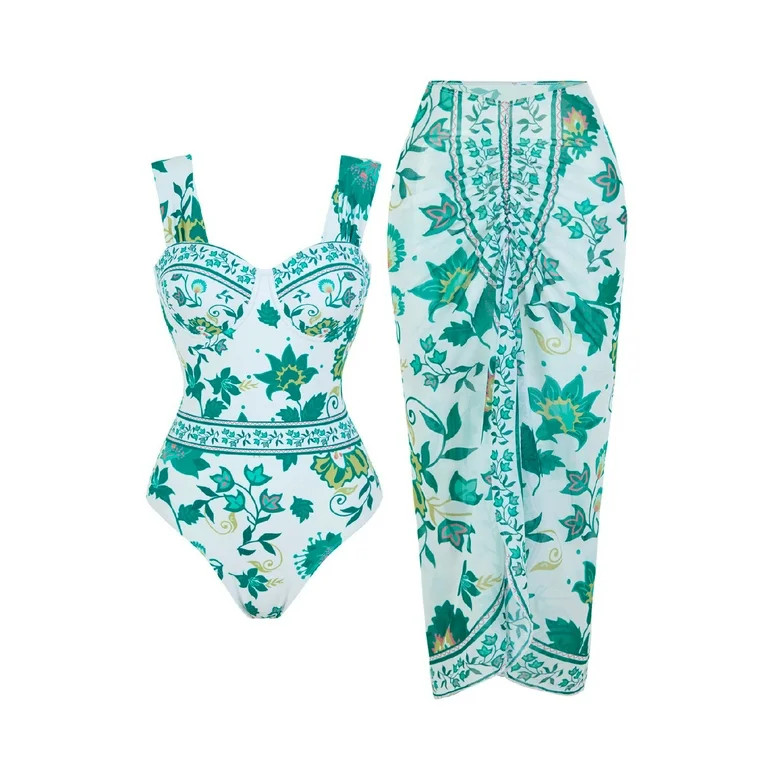 Kilaqueen Two Piece Swimsuit Women Fashion Print Tummy Control Spaghetti Strap Bathing Suit Sprin... | Walmart (US)