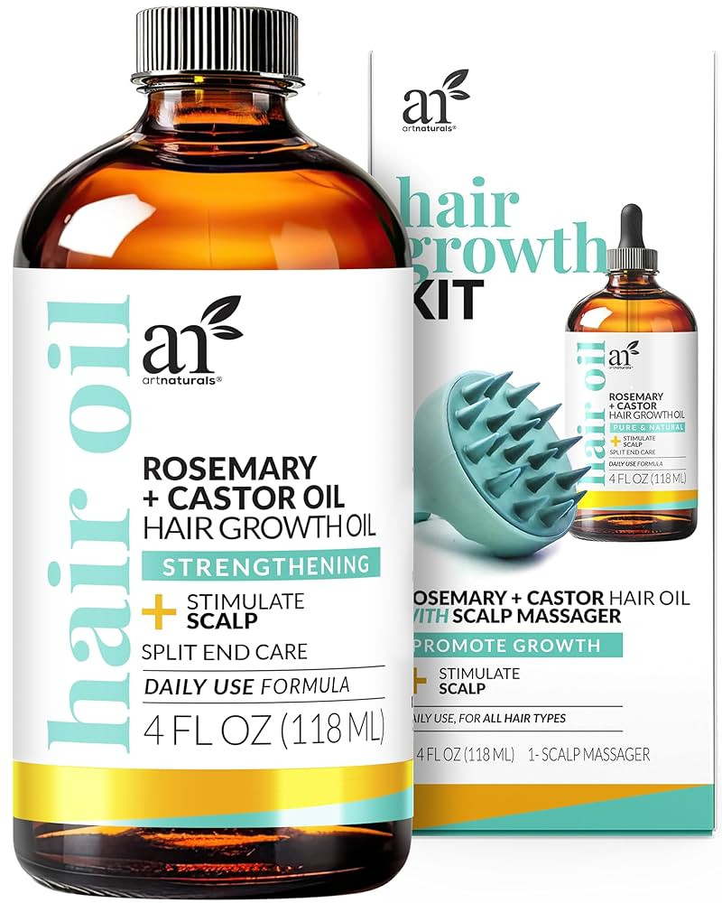 ArtNaturals Organic Rosemary & Castor Hair Growth Oil + Scalp Massager Set – Hair Relaxer for D... | Amazon (US)