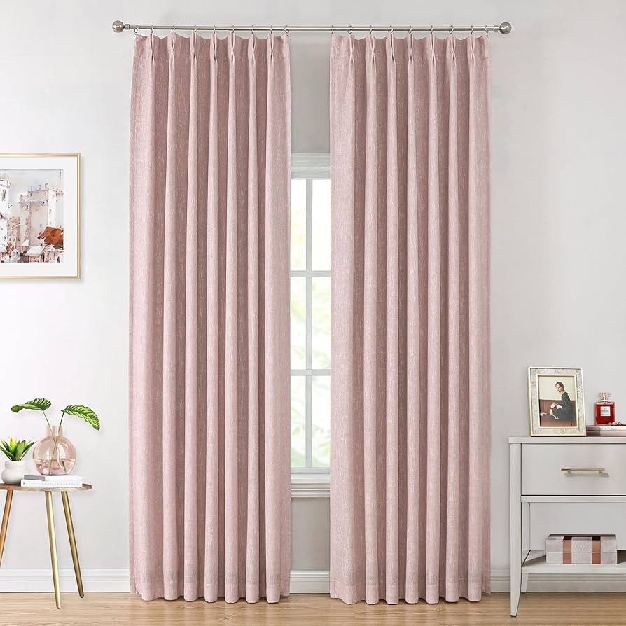 Vision Home Pink Pinch Pleated Full Blackout Curtains Room Darkening Window Panels 84 inch for Gi... | Amazon (US)