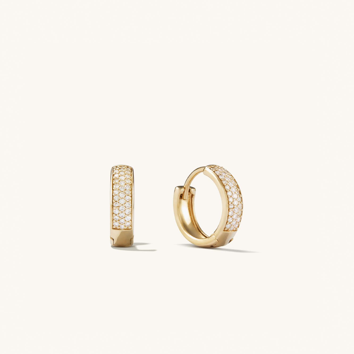 14k Yellow Gold Diamond Huggie Hoop Earrings | Mejuri | Mejuri (Global)