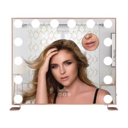 Impressions Vanity Hollywood Tri-Tone Plus Makeup Mirror with 14 Lights Ultra Slim LED Vanity Mirror | Walmart (US)