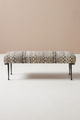 Rug-Printed Forged Iron Elowen Bench | Anthropologie (US)