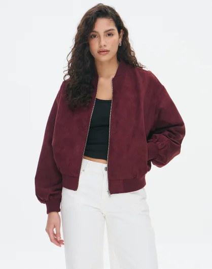 Faux Suede Bomber Jacket | Glassons (Australia)