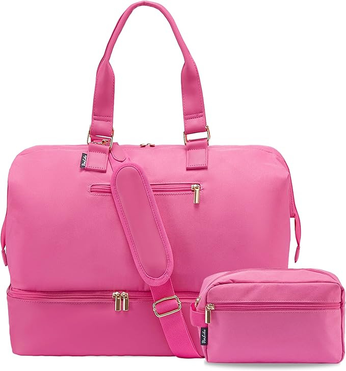 Weekender Bags for Women, Large Travel Duffel Bag with Shoes Compartment, Carry On Overnight Tote... | Amazon (US)