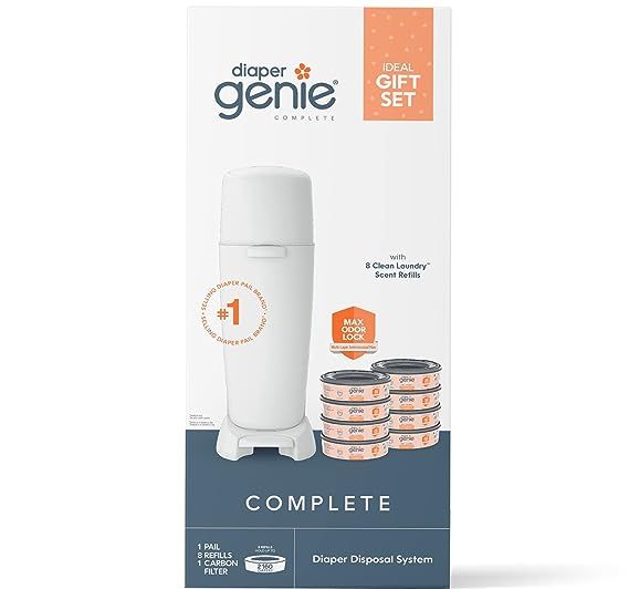 Diaper Genie Registry Gift Set | Includes Diaper Genie Complete Diaper Pail, 8 Refill Bags, 1 Car... | Amazon (US)