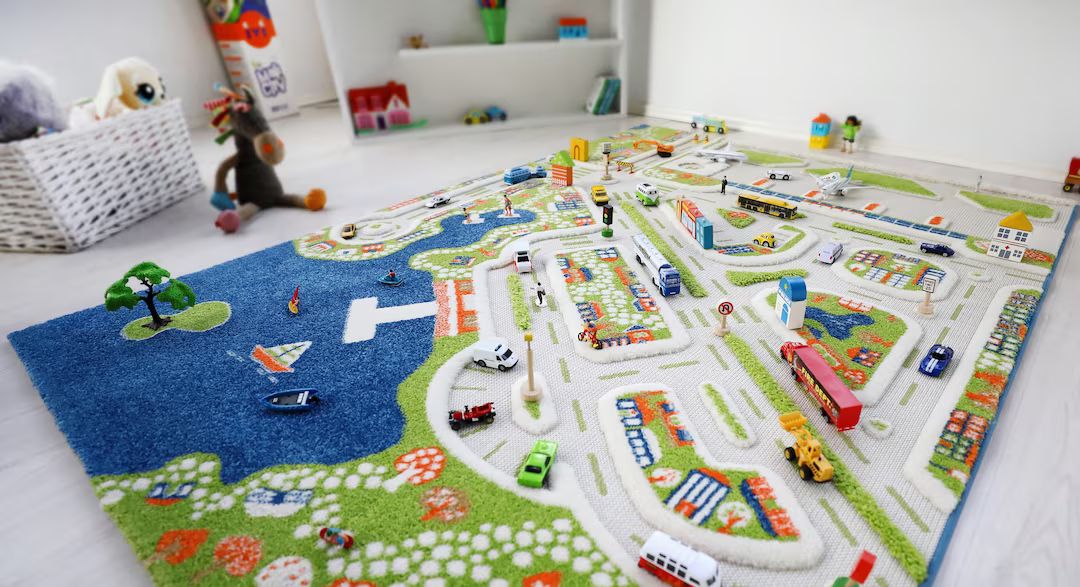 IVI 3D Mini City Nursery Toddler & Kids Montessori Play Mat Rug Soft, Fun, Educational, Activity,... | Etsy (US)