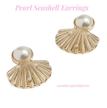 Oh so pretty Pearl Seashell Statement Earrings on Sale for right at $22!

So fun for Summer & especially Summer vacations!

Accessories. Jewelry. Gold  

#LTKSaleAlert #LTKStyleTip #LTKSeasonal