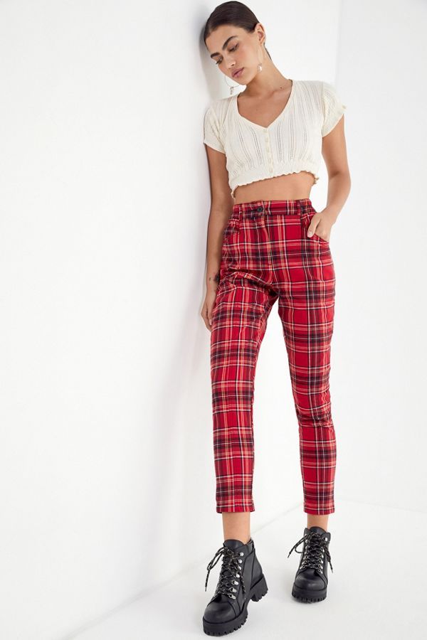 UO Cece Plaid Mom Pant | Urban Outfitters (US and RoW)