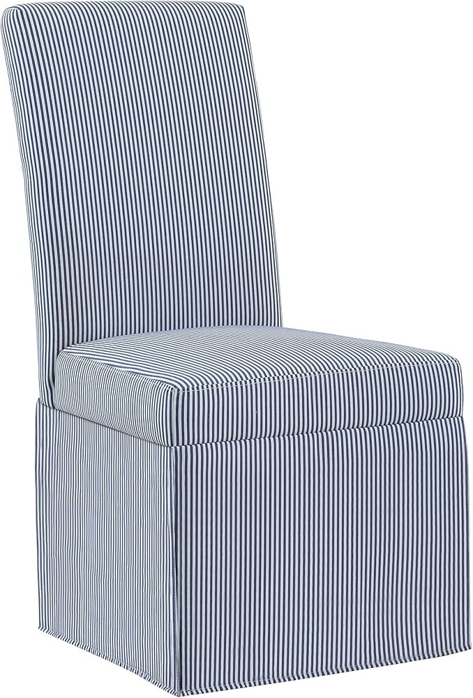 OSP Home Furnishings Adalynn Slipcover Dining Chair 2-Pack with Solid Wood Frame, Navy Stripe Fab... | Amazon (US)