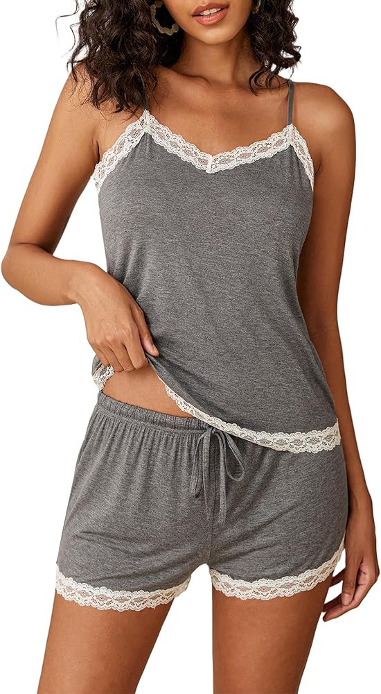 Avidlove Women Cami Pajama Set Modal Sleepwear Lace Trim Short PJ Set with Shorts | Amazon (US)
