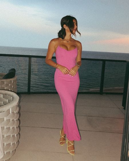 Loving this dress.. available in different colors
Im wearing a Small
These sandals arw the most comfortable ones in my closet and thwy run TTS

Cult gaia, meshki 

#LTKStyleTip #LTKFindsUnder100 #LTKWedding
