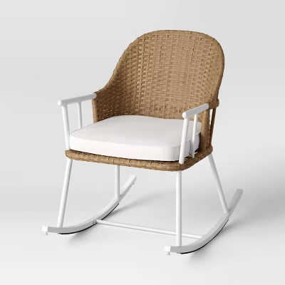 Steel and Wicker Windsor Rust Resistant Outdoor Rocking Patio Chair White - Threshold\u2122 desig... | Target