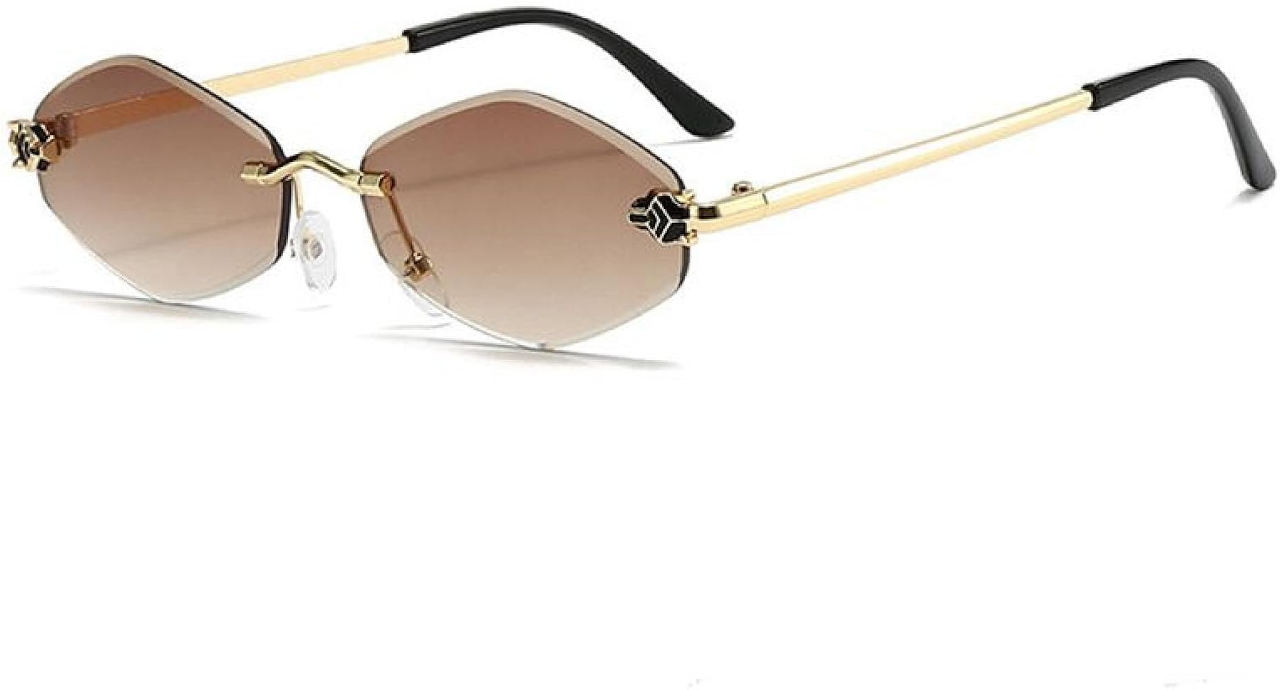 TVTBBVV Fashion Rimless Hexagon Sunglasses for Women Luxury Punk Sexy Travel Rhombus(C2GradientBr... | Amazon (US)