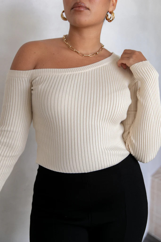 Montreal One Shoulder Knit Top - Beige | Petal & Pup (US)