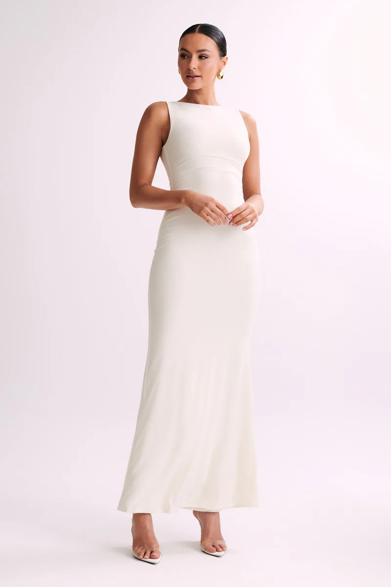 Tarna Sleeveless Slinky Maxi Dress - Bone | MESHKI US