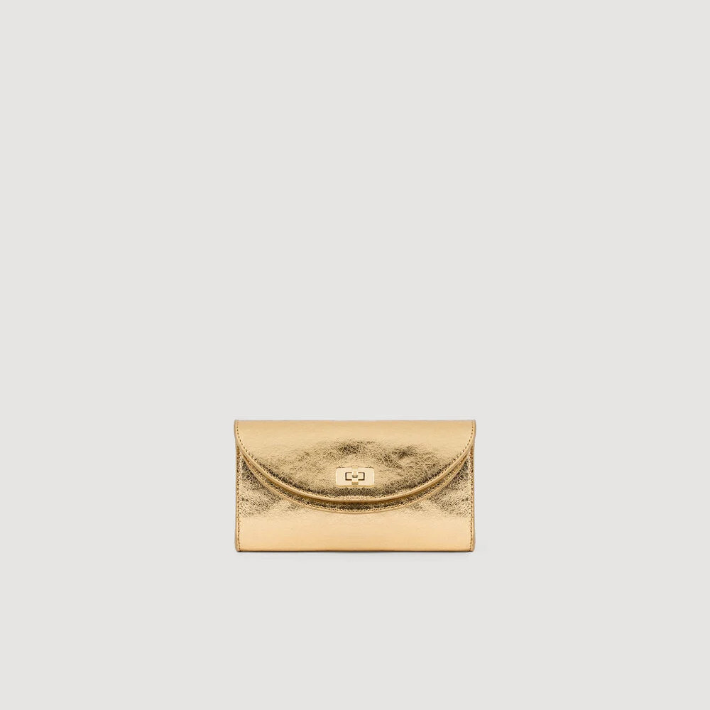 Mambo metallic leather clutch | Sandro US | Sandro-Paris US