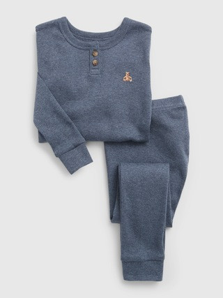 babyGap 100% Organic Cotton Heather Henley PJ Set | Gap (US)