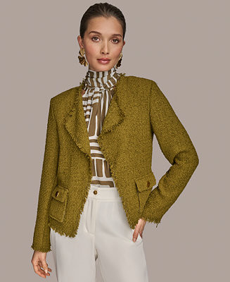 Donna Karan New York Women's Tweed Open-Front Jacket - Macy's | Macy's