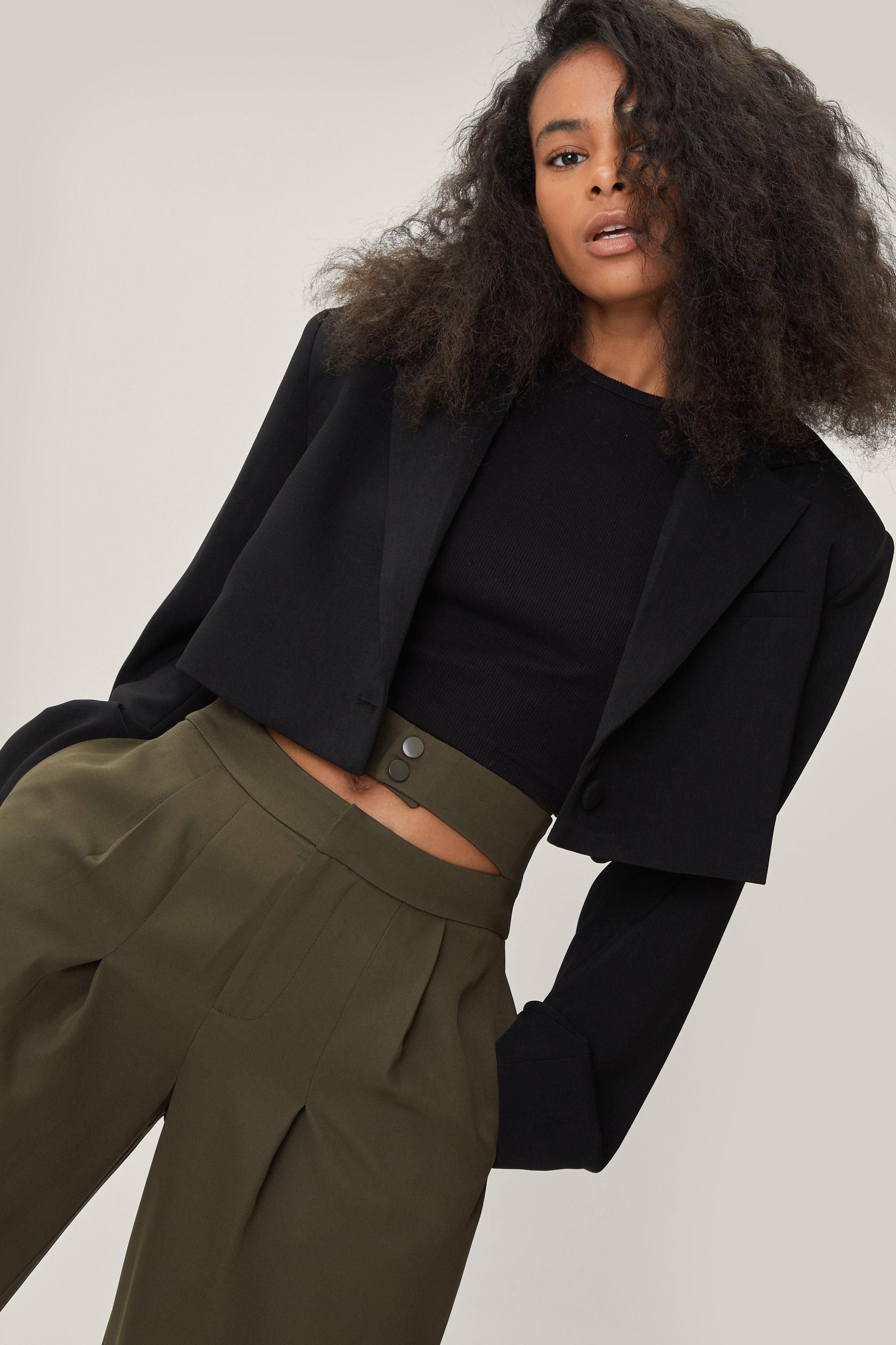 Petite Double Waistband Wide Leg Trousers | Nasty Gal (US)