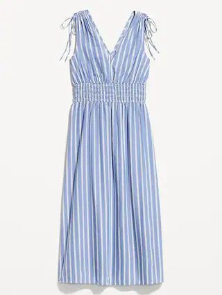 Fit & Flare Sleeveless Striped Tie-Shoulder Smocked Maxi Dress for Women | Old Navy (US)