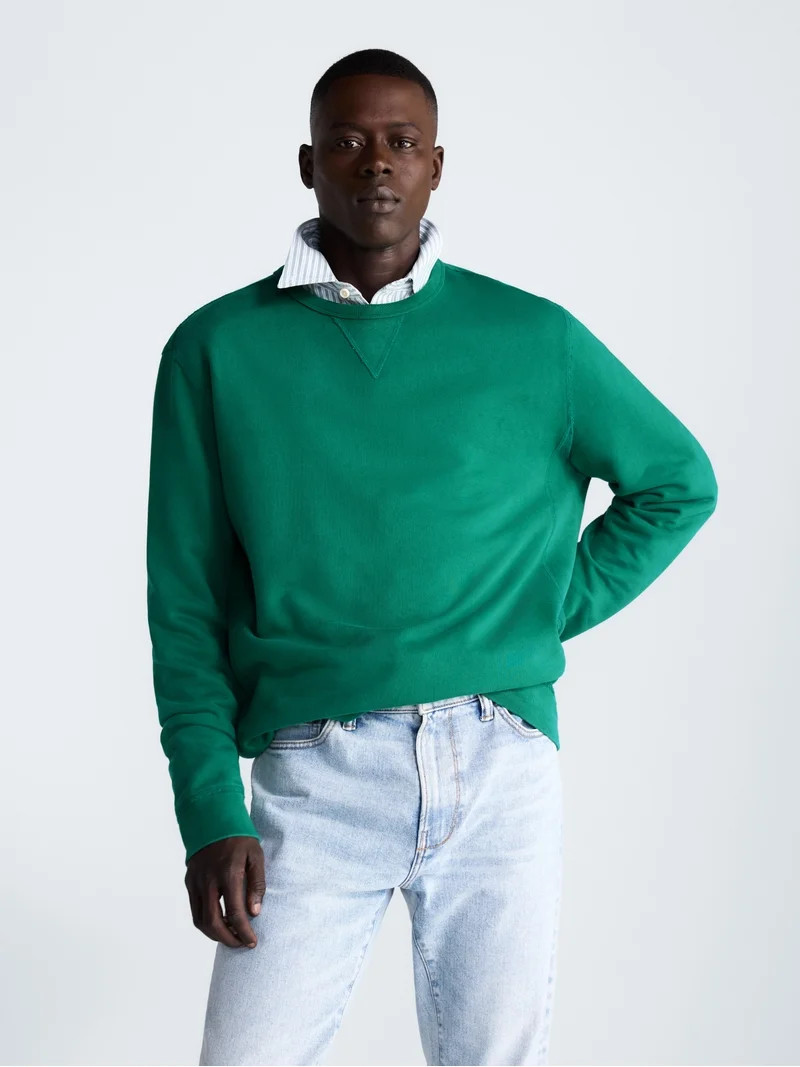 Free Assembly Men's Oversized Fleece Crewneck Sweatshirt with Long Sleeves, Sizes XS-3XL | Walmart (US)