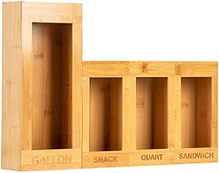 PJHOME Food Storage Bag Organizer Holders Bamboo Kitchen Cabinet Drawer Organization Compatible w... | Amazon (US)