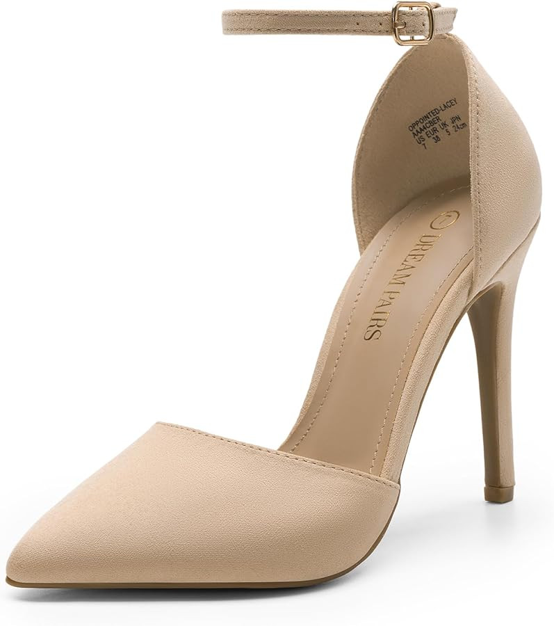 DREAM PAIRS Women's Oppointed-Lacey Pointed Toe Ankle Strap High Heel Stiletto Pumps Wedding Dres... | Amazon (US)