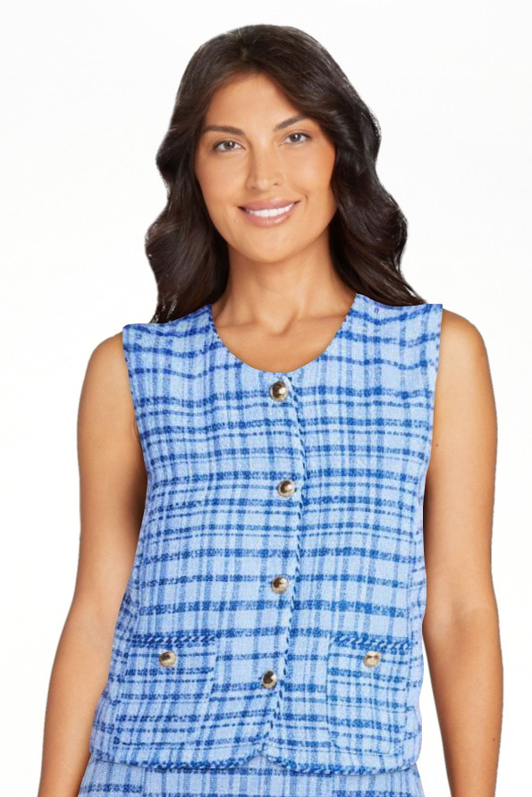 Free Assembly Women's and Women's Plus Sleeveless Button Front Tweed Shell, Sizes XS-4X | Walmart (US)