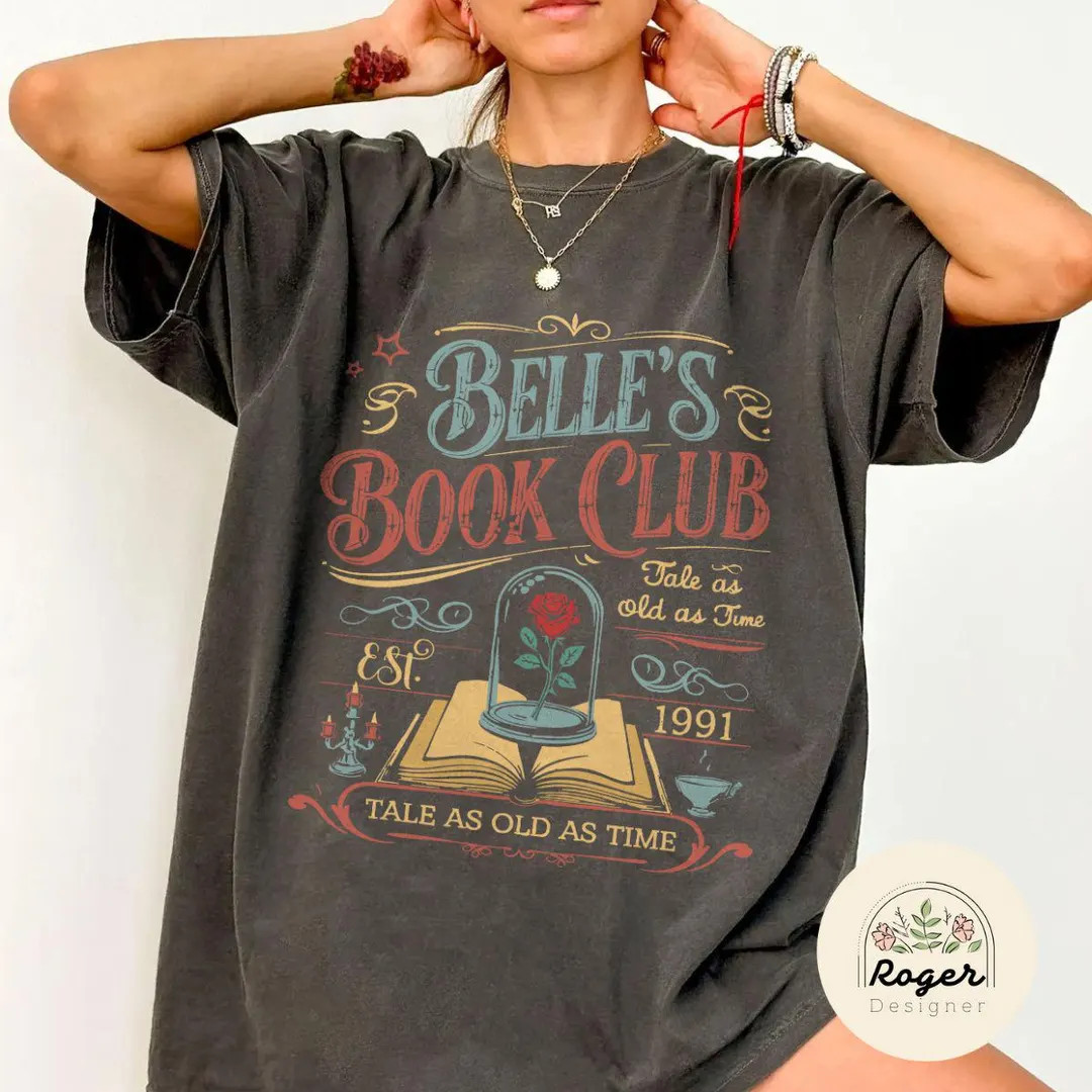Vintage Retro Belle's Book Club Shirt, Tale as Old as Time Beauty and the Beast Shirt, Belle Prin... | Etsy (US)