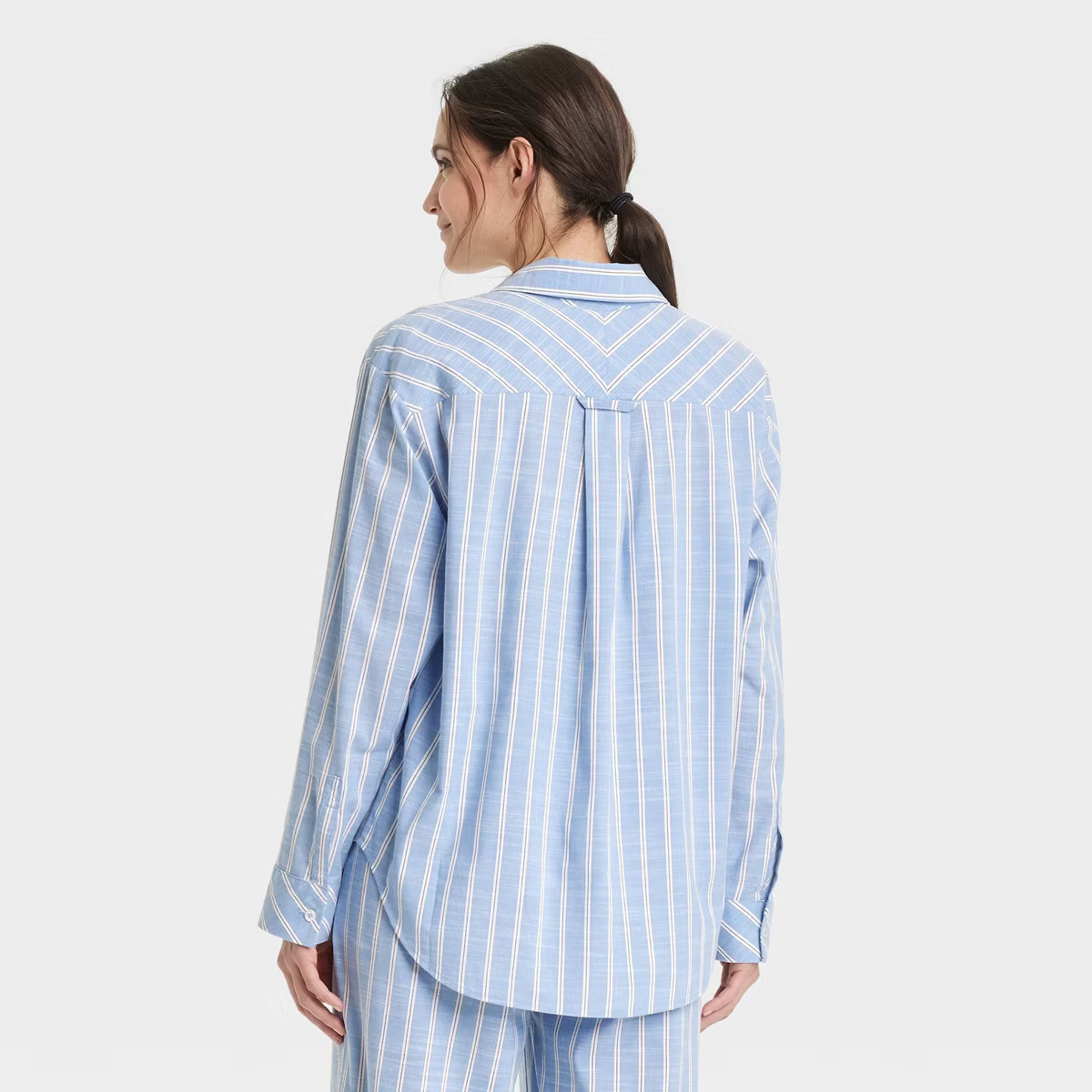 Women's Striped Cotton Blend Long Sleeve Pajama Shirt - Auden™ | Target
