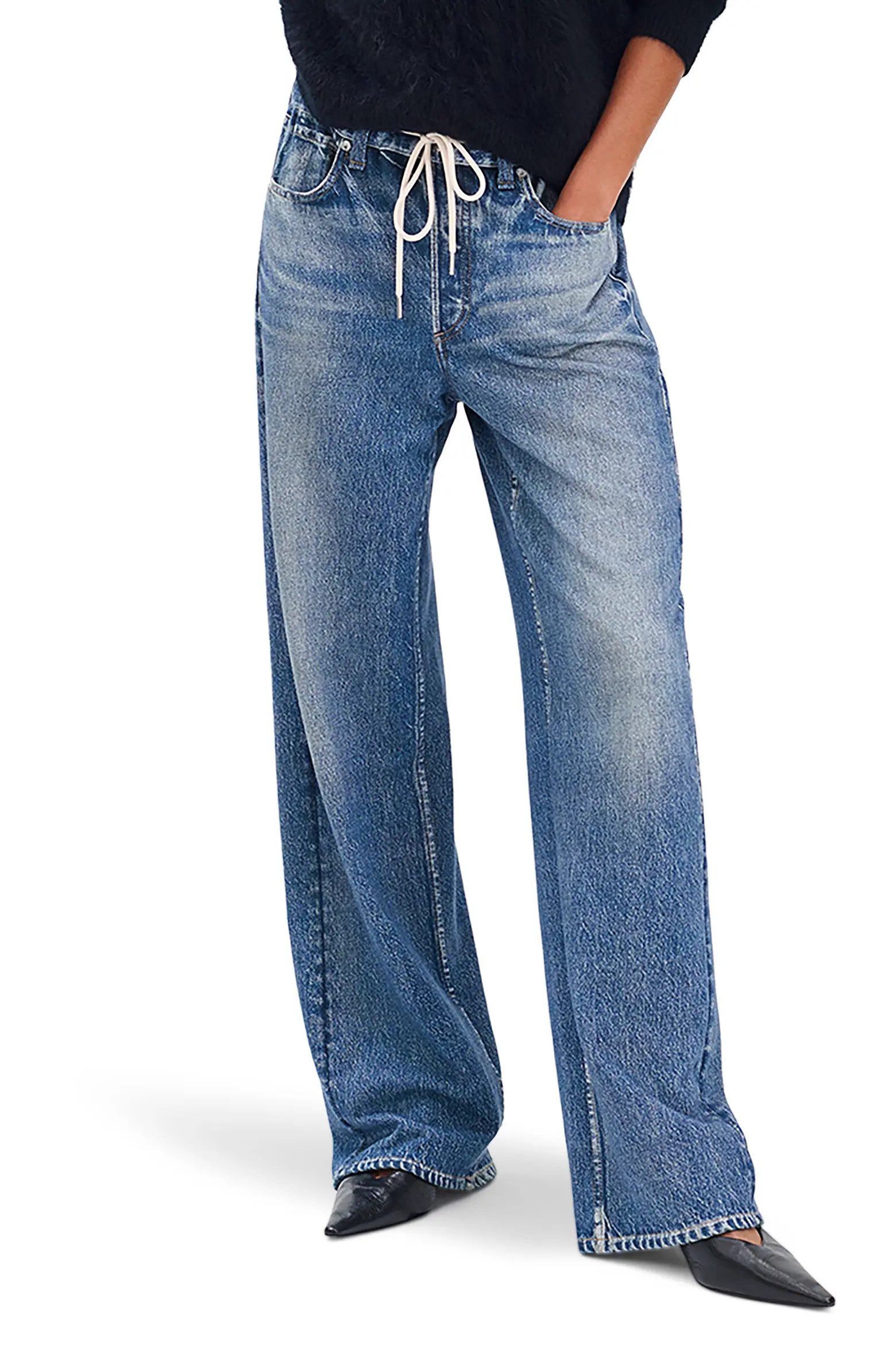 rag & bone rb Miramar Pull-On Wide Leg Cotton Terry Sweatpant Jeans (Women) | Nordstrom | Nordstrom