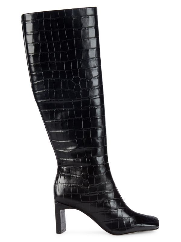 Croc-Embossed Leather Knee-High Boots | Saks Fifth Avenue OFF 5TH