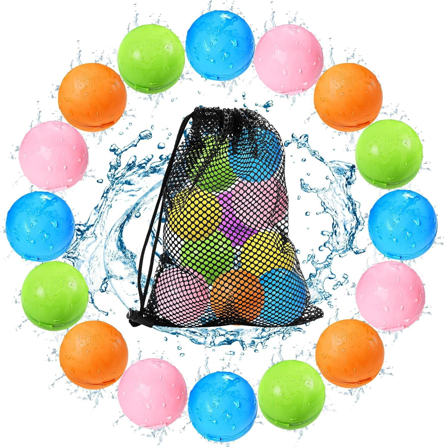 Tlitlimom 16Pcs Reusable Water Bomb Balloons, Pool Beach Toys for Kids ages 3-12, Summer Toy Wate... | Amazon (US)