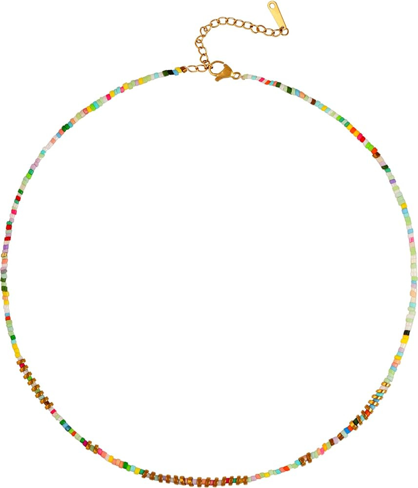 Sacina Boho Trendy Colorful Beaded Choker, Hippie & Summer Beach Necklace, Y2k & Christmas Jewelr... | Amazon (US)