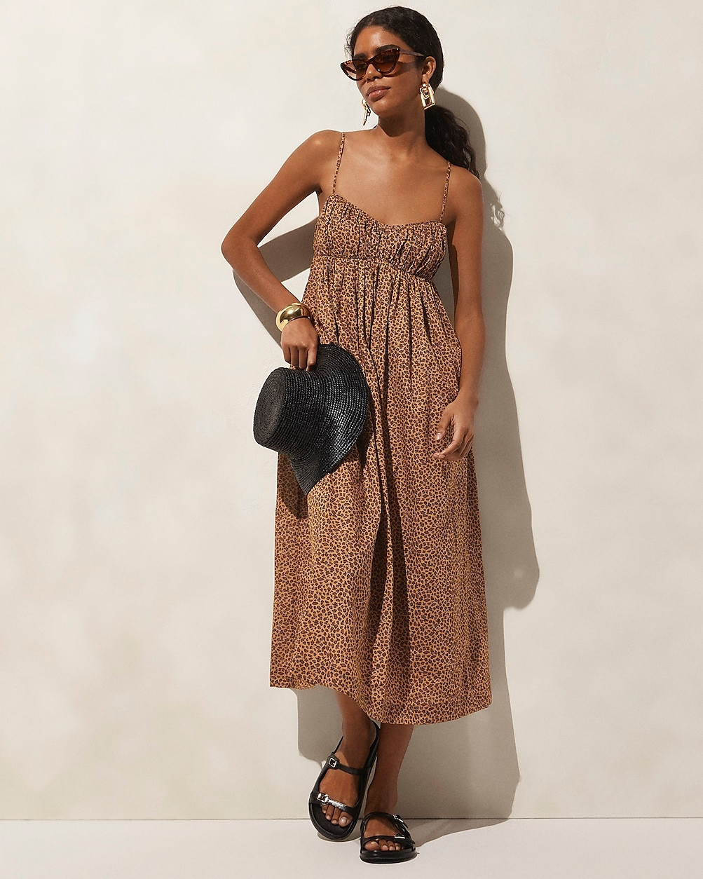 Cotton voile empire-waist dress in leopard print | J. Crew US