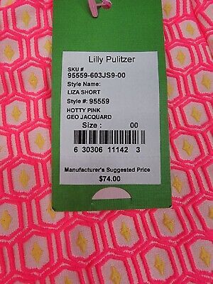 NEW Lilly Pulitzer Liza Shorts Hotty Pink Geo Jacquard Women's 00 Zip Back NWT  | eBay | eBay US