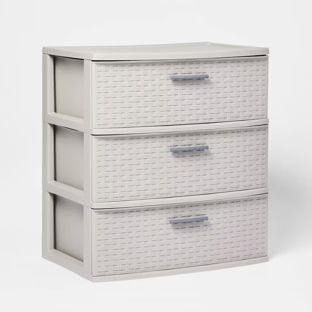 3 Drawer Wide Weave Tower Gray - Room Essentials™ | Target
