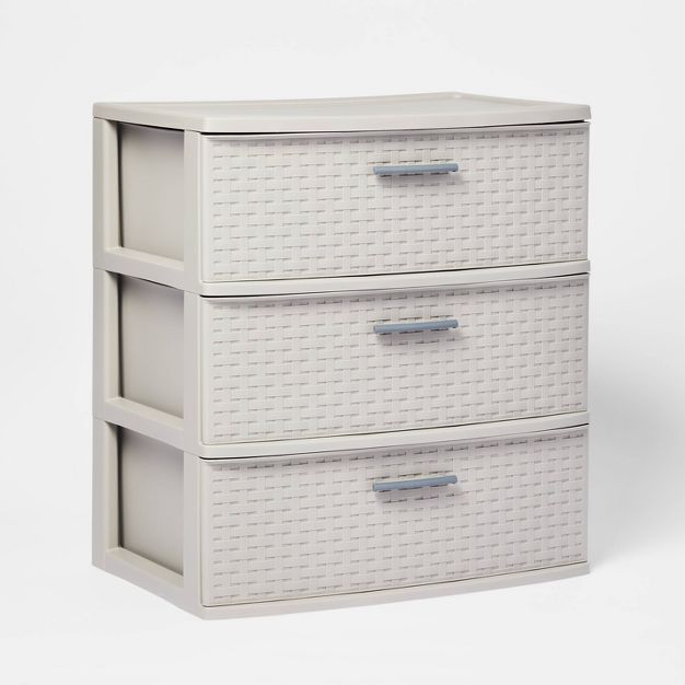 3 Drawer Wide Weave Tower Gray - Room Essentials™ | Target