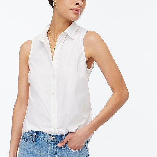 Sleeveless cotton poplin shirt in signature fit | J.Crew Factory