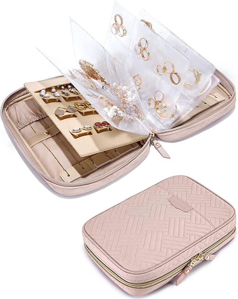 BAGSMART Jewelry Travel Organizer Case Transparent Jewelry Storage Book Ring Binder Jewelry Bags ... | Amazon (US)