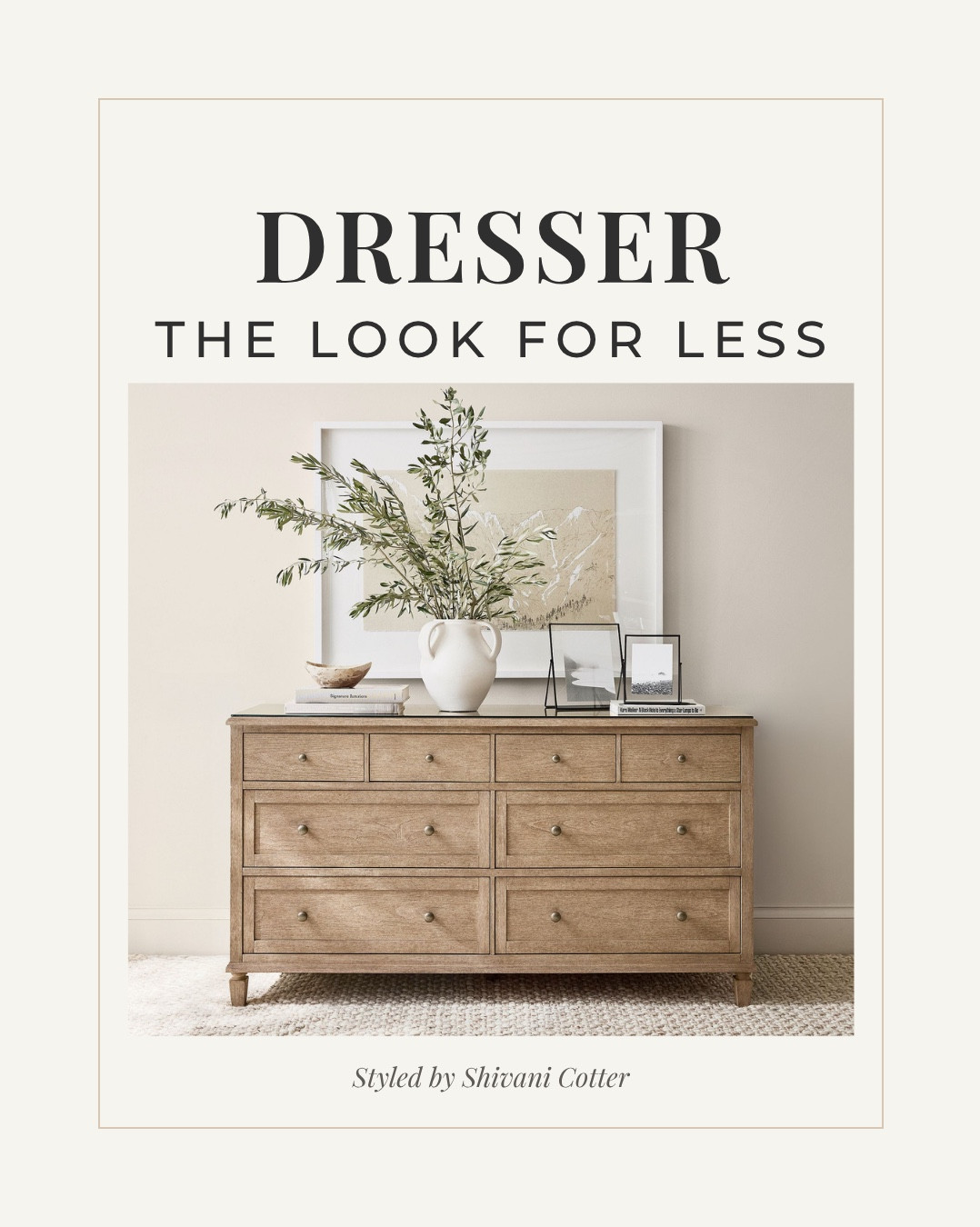 Designer Dresser Look for Less
Get that Pottery Barn / Serena & Lily inspired look without overspending.

Check out the Coastal Bedroom Dupes You’ll Love!
I recreated this timeless dresser setup with affordable finds that give you the same high-end feel for a fraction of the cost. Think warm wood tones, neutral decor, and that effortless “collected” look that never goes out of style.
Inside this post:
• A designer-inspired dresser dupe vs. the original
• Budget-friendly decor swaps (vases, bowls, frames)
• Simple styling ideas to instantly elevate your space 

 #coastalbedroom #potterybarn #serenaandlily #LTKHome